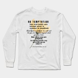 1 Corinthians 10:13 Famous Biblle Verse. Long Sleeve T-Shirt